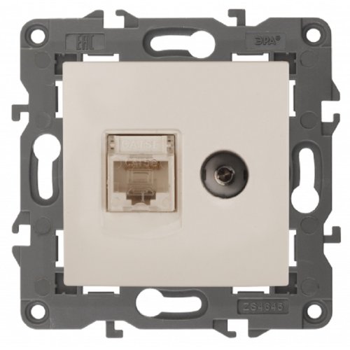 Розетка RJ45+TV Оконечной без рамки Эра Elegance 1-м. слоновая кость фото Розетка RJ45+TV Оконечной без рамки Эра Elegance 1-м. слоновая кость картинка